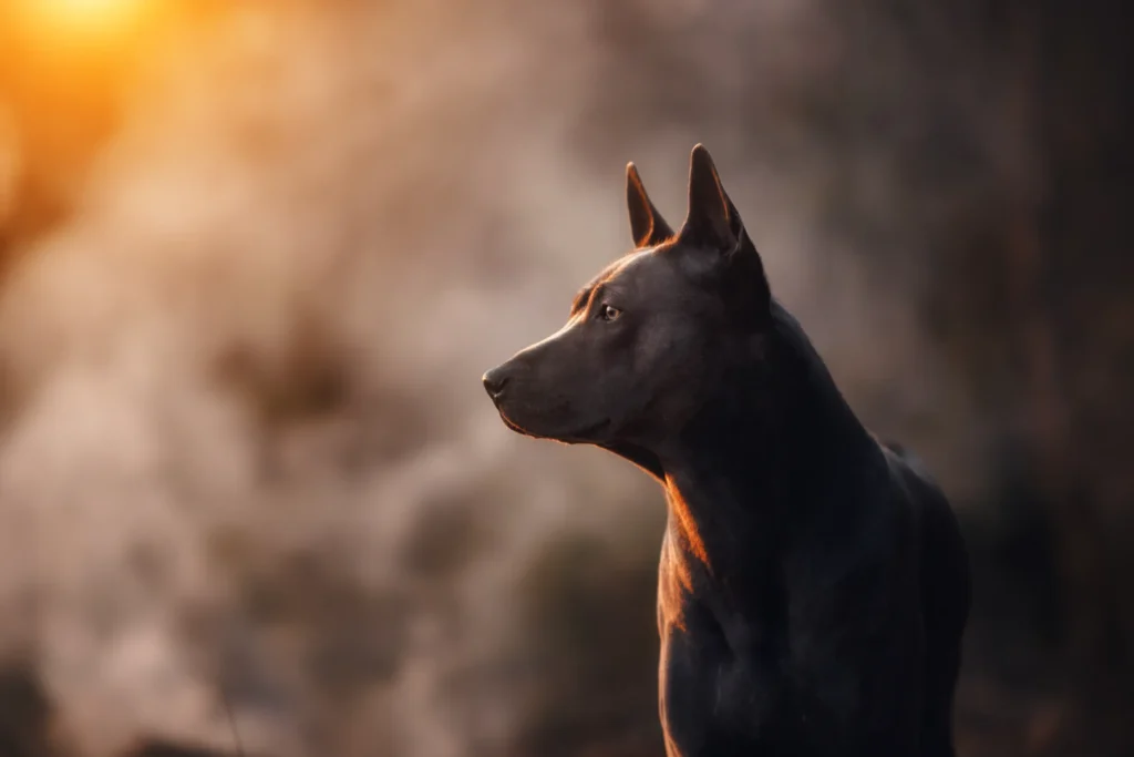 Black Colored German shepherd standing proudly